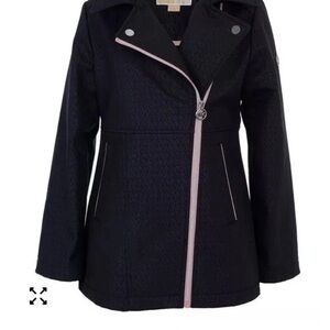 Michael Kors Black Trench Coat with Pink Trim